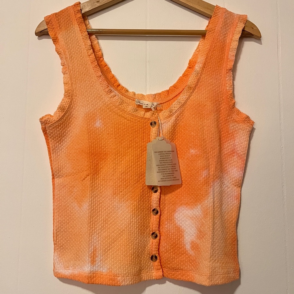Hem Orange Sleeveless Crop Tank Top